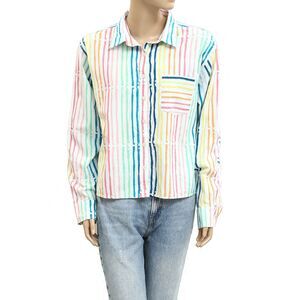 Kerri Rosenthal Striped Shirt Blouse Top Buttondown Long Sleeve Cotton L 282608